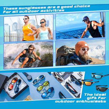 4 Pairs Sports Sunglasses UV400 for Men & Women – Ultralight PC Frame Full Lens Protection for Cycling, Running, Rock Climbing, Fishing & Outdoor Travel, Bulk Value Pack