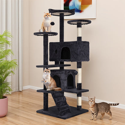 Multi-Level Cat Tree Tower with Scratching Post – Indoor Kitten Activity Center Playhouse, Easy to Assemble, Available in 22"/54"/60"/70" Heights & 7 Colors, Perfect Cat Gift