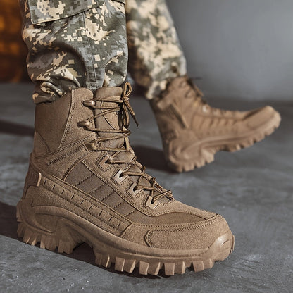 Men's Lightweight High-Top Tactical Hiking Boots – Slip-Resistant Durable Outdoor Boots for Jungle Hiking, Hunting & Adventure Travel, All-Season, Army Green Dark Brown Sand, US 6.5-12