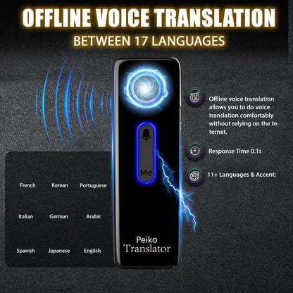 Portable Language Translator Device – Two-Way Instant Voice Translation, 136 Languages, WiFi & Offline Support, High Accuracy AI Translator for Travel, Business, Learning & International Communication