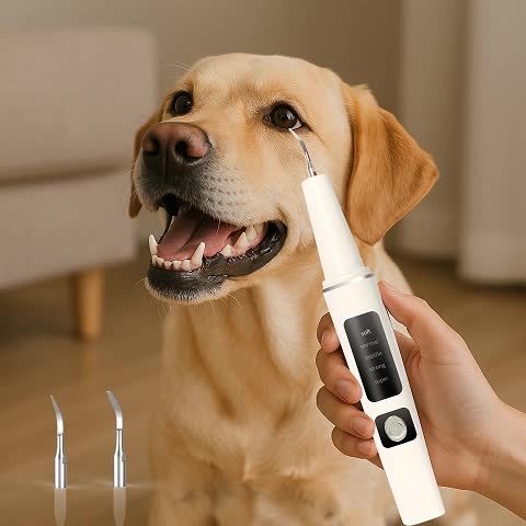 Electric Pet Teeth Cleaning Kit for Cats and Dogs USB Rechargeable Tartar Stain Remover with 4 Cleaning Heads 5 Modes - Dog Cat Dental Care Tool