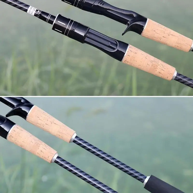 Carbon Fiber Lure Fishing Rod 180cm – Lightweight M-Power Two-Section Rod with Wooden Handle, Universal for Freshwater & Saltwater, Ideal for Bass Trout & All-Water Lure Fishing