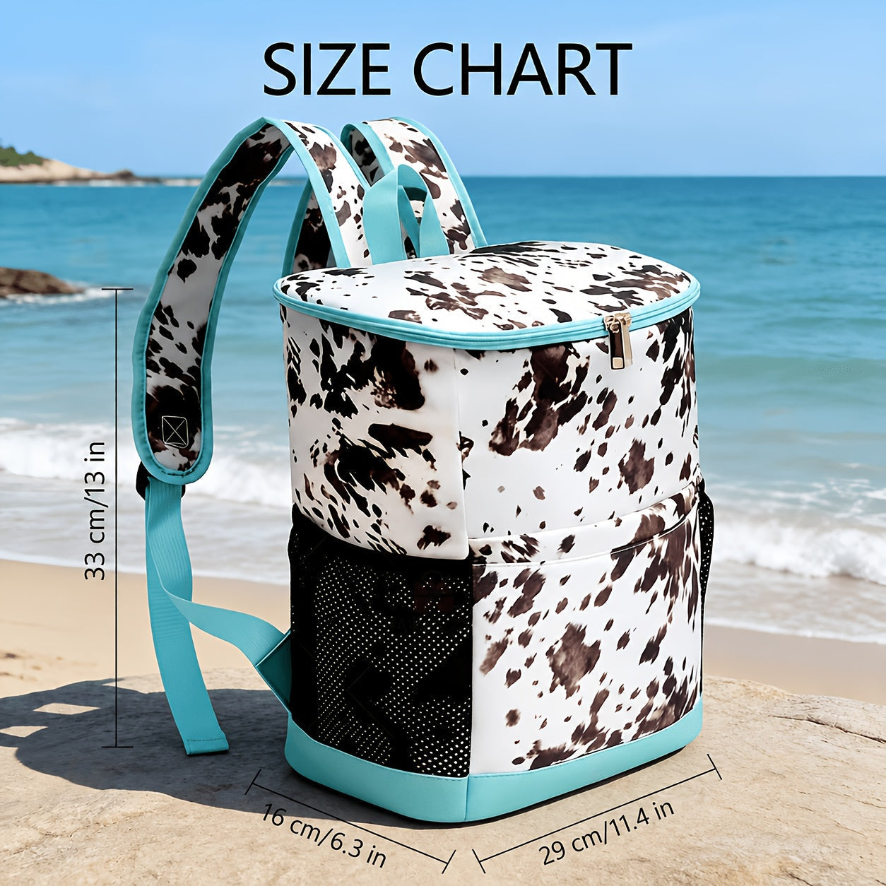 Insulated Cooler Backpack 30 Can Leopard Print with Mesh Pockets & Adjustable Straps - Leakproof Nylon Cooler Bag for Beach Camping Picnic Hiking Travel Daily Use