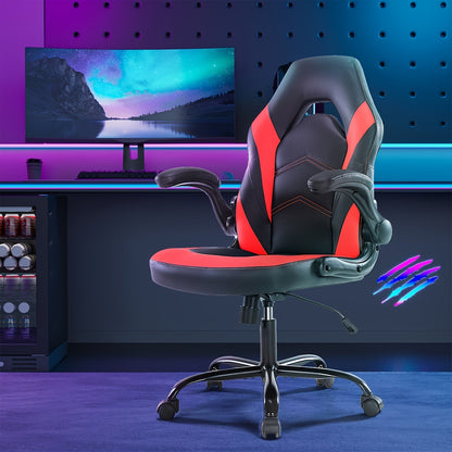 Ergonomic Gaming Chair with Footrest & Lumbar Support – Racing Style Esports Computer Chair, Fixed Armrests, Adjustable Recliner, Home Office Desk Chair for Adults