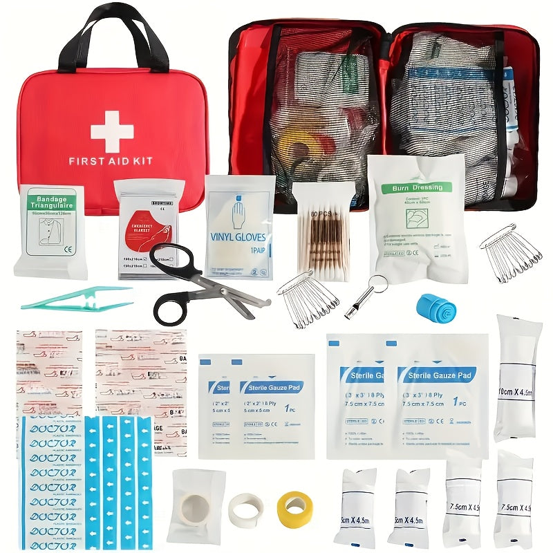 22-Piece Portable First Aid Kit for Car Travel Camping Hiking, Compact Emergency Medical Rescue Kit for Home Office Outdoor Adventures, Lightweight Zip Bag