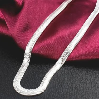 925 Sterling Silver Flat Snake Chain Necklace – Sleek Minimalist Unisex Jewelry, 20 Inch Smooth Serpentine Chain, Perfect Gift for Weddings, Parties, Christmas & Holidays