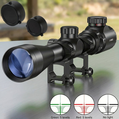 3-9x40 Rifle Scope with Red & Green Illuminated Reticle – Reinforced Aluminum Alloy Tactical Riflescope with 4-Hole Mounting System for Hunting, Shooting & Outdoor Use