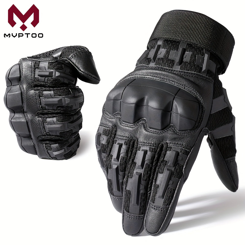 Tactical Full Finger Gloves with Touchscreen Compatibility Anti-Skid Wear-Resistant for Motorcycle Hiking Camping Hunting Shooting Cycling Outdoor Sports Men Women Black