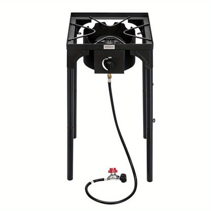 High Pressure Propane Burner Stove 100,000-225,000 BTU - Heavy Duty Cast Iron Outdoor Camp Cooker with Detachable Legs, CSA Listed Regulator, 1 or 3 Burner for Camping, Tailgating & Brewing