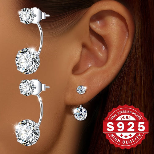 S925 Sterling Silver Earrings for Women – Hypoallergenic Delicate Elegant Studs, Classic Luxury Jewelry for Daily Wear Party Music Festival, Perfect Christmas Birthday Gift