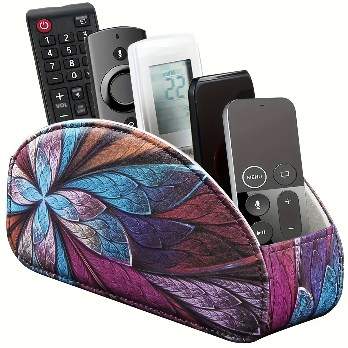 Remote Control Holder with 5 Compartments Desktop Organizer Caddy – Bedside Storage Box for TV Remotes Pens Eyeglasses Office Stationery Home Appliance Controllers