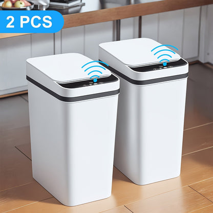 Automatic Touchless Trash Can 2-Pack – 2.8 Gallon Motion Sensor Garbage Can with Lid, Slim Smart Trash Bin for Bathroom, Bedroom, Office & Living Room