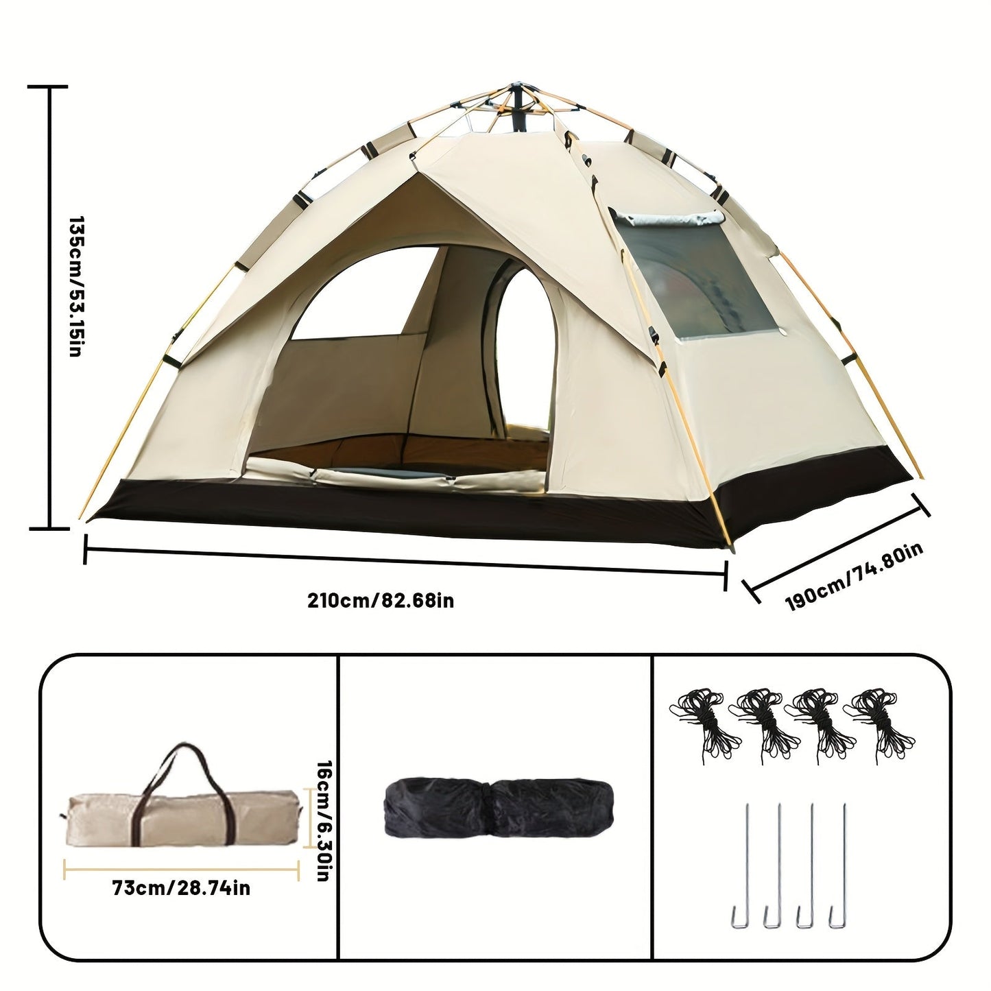 Automatic Instant Setup Camping Tent 1-4 Person All-Season Windproof Lightweight Tent with Dual Doors & Mesh Windows for Camping Hiking Travel – Durable Portable Outdoor Shelter
