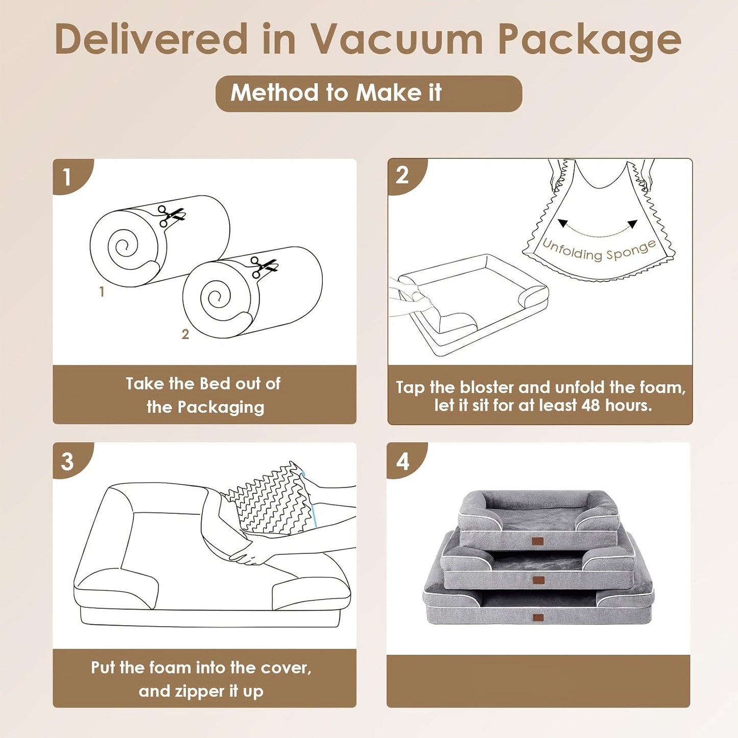 Dog Bed for Large & Extra Large Dogs – Washable Sofa Style Pet Bed with Removable Cover & Non-Skid Bottom, Comfortable Giant Dog Cat Couch, Grey, Multiple Sizes M-XXL