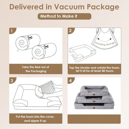 Dog Bed for Large & Extra Large Dogs – Washable Sofa Style Pet Bed with Removable Cover & Non-Skid Bottom, Comfortable Giant Dog Cat Couch, Grey, Multiple Sizes M-XXL