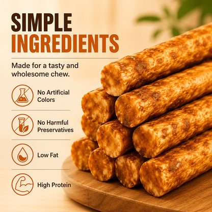 Dog Collagen Chew Sticks Chicken & Duck Flavor High-Protein Natural Dental Treats Durable Training Reward for Medium & Large Dogs – Molar Bully Sticks