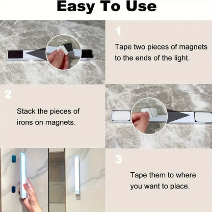 USB-C Rechargeable LED Motion Sensor Cabinet Lights 3 & 6 Pack – Wireless Magnetic Under Cabinet Night Light with 3 Modes for Kitchen, Closet, Stairs, Hallway & Bathroom, 10cm/20cm/30cm