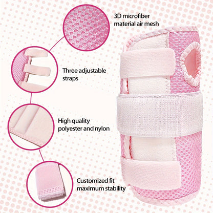 Wrist Brace with Dual Plate Triple Fixation Support - Breathable Adjustable Compression Splint for Sports, Carpal Tunnel, Tendonitis Relief, 1 Pair Pink Blue Beige