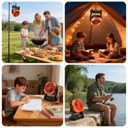 20000mAh Camping Fan with LED Light – 4 Wind Speeds, Brushless Motor, 180° Oscillation, 22-26H Battery Life, 3-in-1 Portable Outdoor Desk Fan for Camping, Hiking, Picnic & Emergency Use – 6 Colors