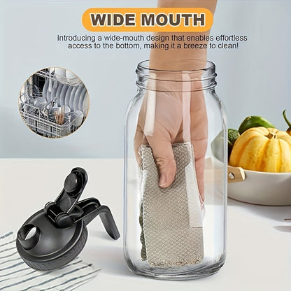 64oz Mason Jar with Handle & Lid – BPA-Free High Borosilicate Glass Beverage Carafe, Leak-Proof, 2/3 Pack, for Sports Outdoor Juice Water Kombucha, Holiday Gift