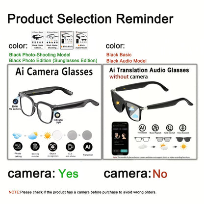 AI Smart Glasses with Camera or Audio – Real-Time Translation 110+ Languages, HD Video Recording, AI Voice Control, HiFi Music & Calling, Photochromic Lenses, Sports Skiing Outdoor Wearable Tech