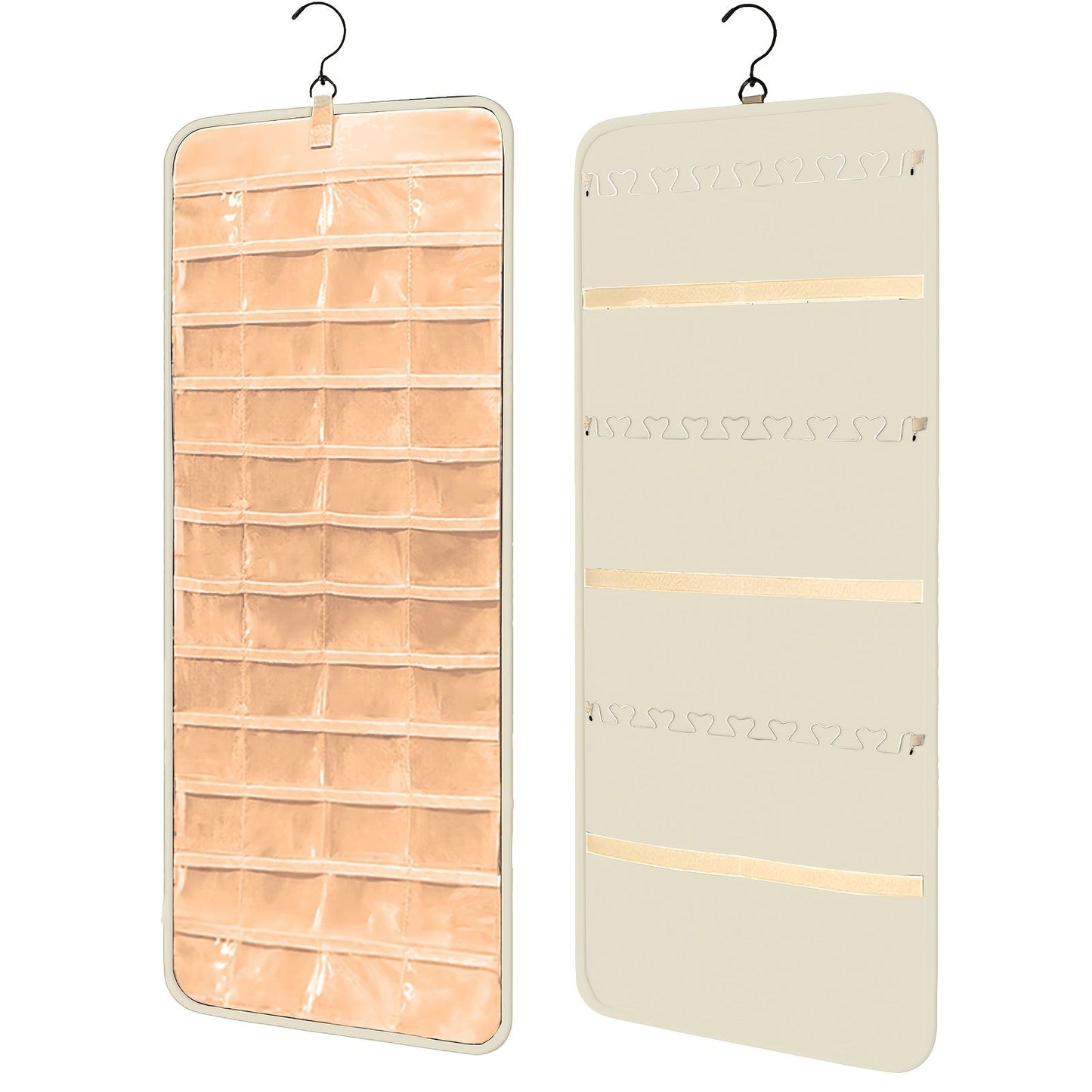 Dual-Sided Hanging Jewelry Organizer with 360° Rotating Hanger – Wall Mount Display Holder for Earrings Bracelets Rings Necklaces, Bedroom Closet Jewelry Storage Rack, Mother's Day Gift