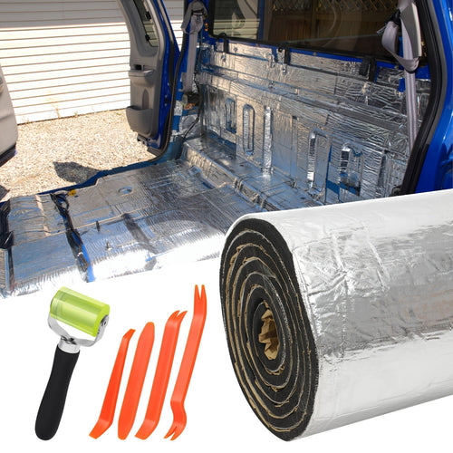 Car Sound Deadener & Heat Shield Mat 22/26 Sqft – Self-Adhesive Aluminum Foil Noise Reduction Insulation, Easy Cut & Install for Floor Door Trunk, Free Installation Tools Included