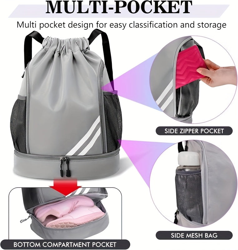 Lightweight Sports Drawstring Backpack for Men & Women | Gym Bag for Basketball Yoga Fitness | Spacious Polyester Shoulder Bag with Drawstring Closure & Inner Pouch | 6 Colors