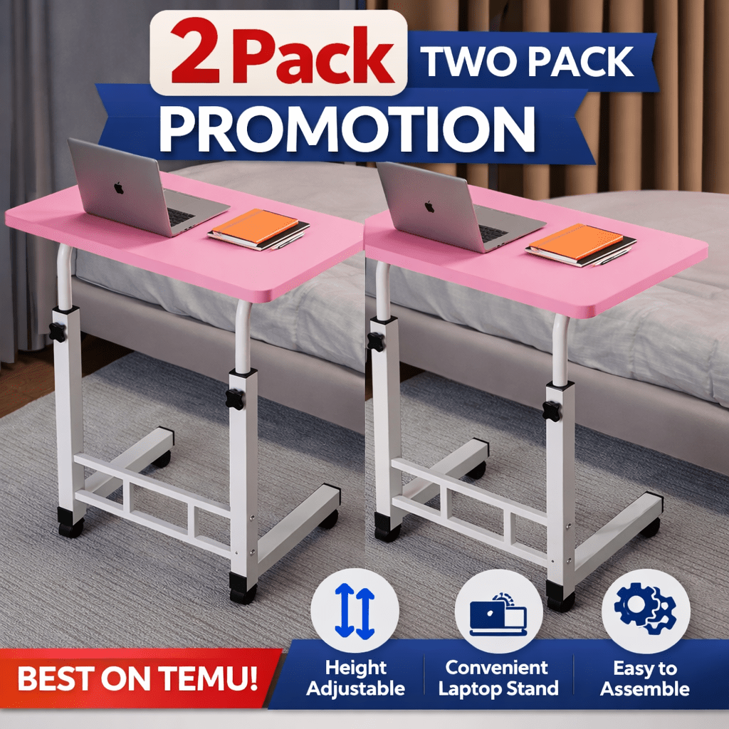 Mobile Lift Table Adjustable Height Rolling Laptop Desk Bedside Sofa Side Table for Bedroom Home Office