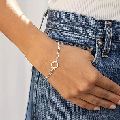 925 Sterling Silver Parker Link Bracelet for Women - Paper Clip Chain Iconic Buckle Elegant Luxury Boho Bracelet Gift for Wife Mom Friend - Valentine's Day Christmas Birthday