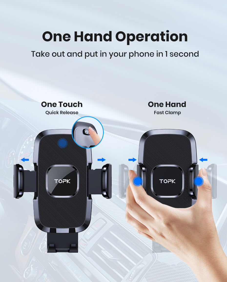Car Air Vent Phone Mount Universal Hands-Free Holder Adjustable Clamp Cradle Compatible with All Smartphones – ABS Waterproof, Wall Mount Option, Rectangle Design for Auto Vehicle