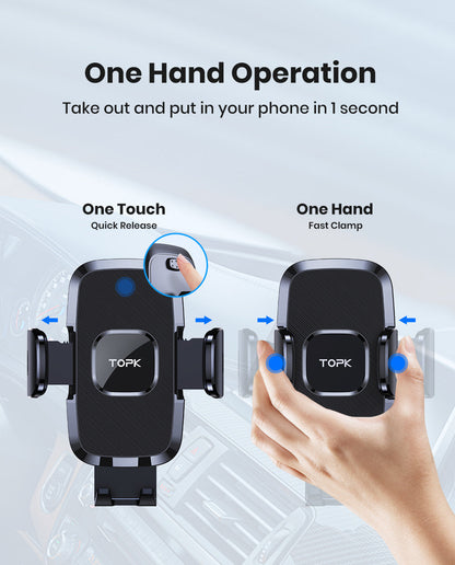 Car Air Vent Phone Mount Universal Hands-Free Holder Adjustable Clamp Cradle Compatible with All Smartphones – ABS Waterproof, Wall Mount Option, Rectangle Design for Auto Vehicle