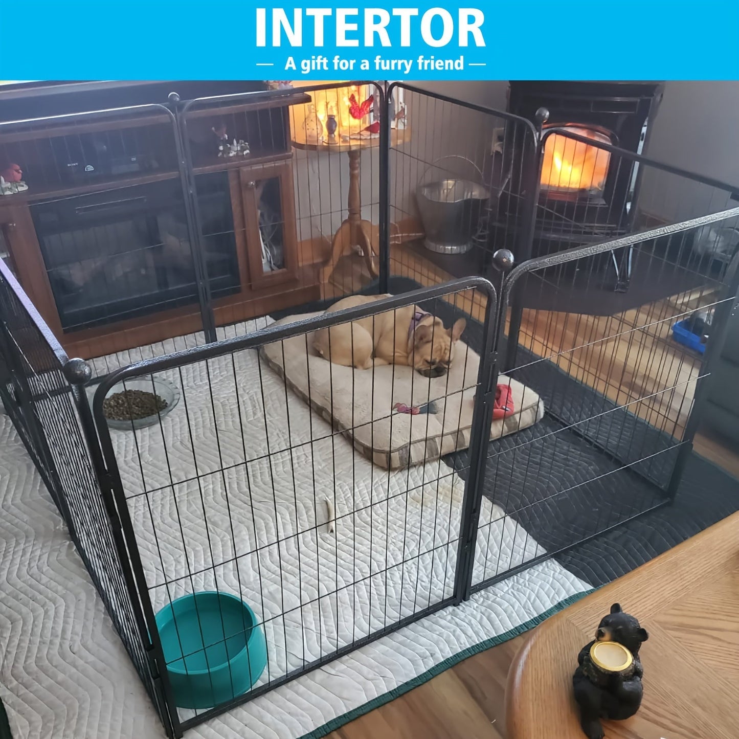 Outdoor Dog Playpen 8 Panels 32 Inch Hammer Design – Pre-Assembled Garden Dog Enclosure for Small to Medium Dogs, Yard Fence Barrier, Expandable Animal Pen