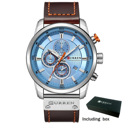 Men's Chronograph Sport Quartz Watch with Date Display – Stopwatch Wristwatch for Men 6 Colors Brown Blue Black Grey Casual Business Everyday Watch Gift