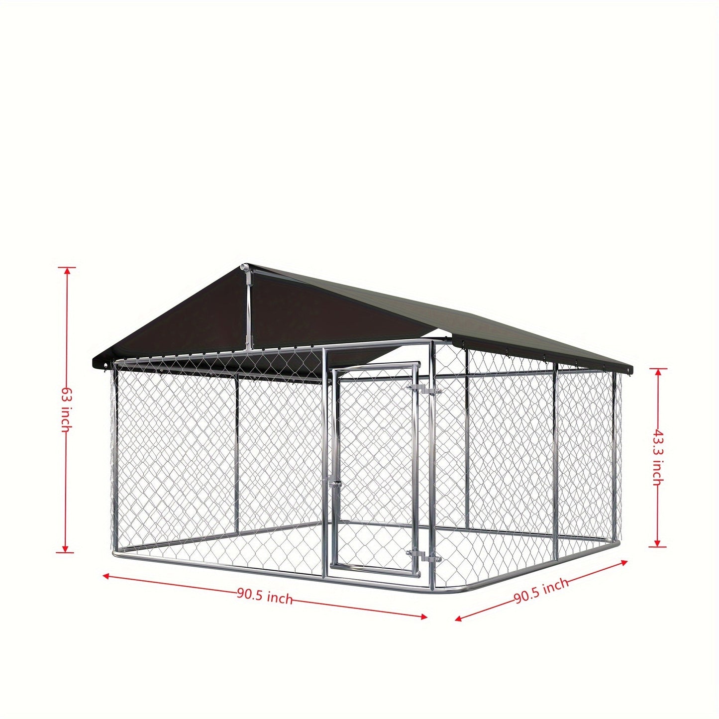 Heavy Duty Outdoor Dog Kennel Enclosure – Galvanized Steel Mesh Cage with Rain & UV-Proof Roof, Secure Lock, Ground Nails, 3 Sizes Available