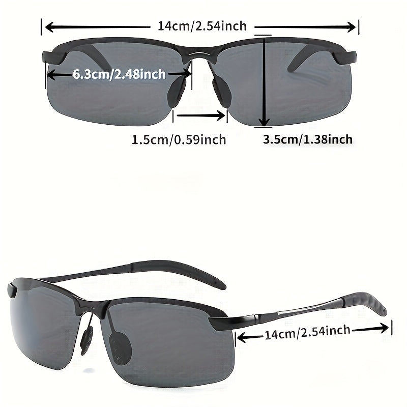 Men's Photochromic Driving Glasses with TAC Polarized Lenses – Black Metal Frame Day & Night Vision Sunglasses, Anti-Glare UV Protection Eyewear for Driving & Everyday Casual Wear