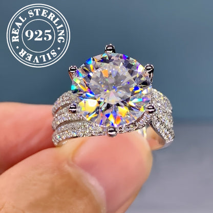 925 Silver Six-Prong Moissanite Engagement Ring – Classic Luxury Solitaire, Brilliant Diamond Alternative for Engagement, Anniversary & Gift for Her, Elegant & Sexy Design