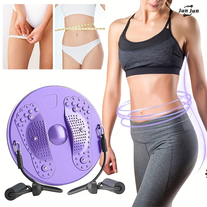 Magnetic Slimming Waist Twisting Disc with Resistance Cord - Home Gym Core Ab Workout Equipment, Non-Electric Balance Board for Office & Home Exercise, Purple Pink Green
