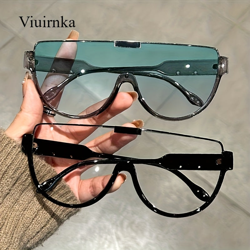 Oversized Semi-Circular Sunglasses for Men & Women – UV Protection, Glare-Resistant Lenses, 5 Colors – Trendy Unisex Shades for Travel, Beach & Daily Wear
