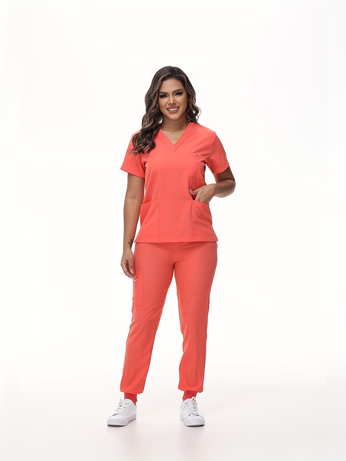 Unisex Medical Scrubs Set – Breathable Quick-Dry V-Neck Top & Drawstring Jogger Pants, Nursing Uniform for Women & Men, 7 Colors, Sizes S-XXL, Ideal for Hospitals, Dental Clinics & Veterinary Work