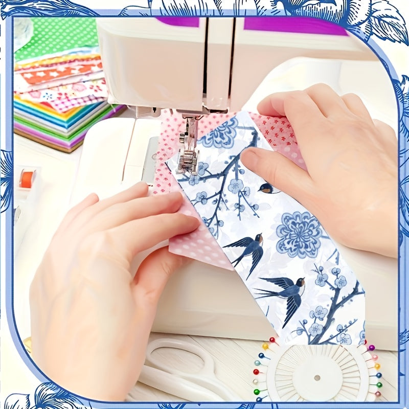 40-Piece Chinoiserie Blue & White Jelly Roll Quilting Strips - Precut Porcelain Floral Patchwork Fabric for Quilting, Sewing & Crafts, 2.5" x 44" Cotton Fabric Strips