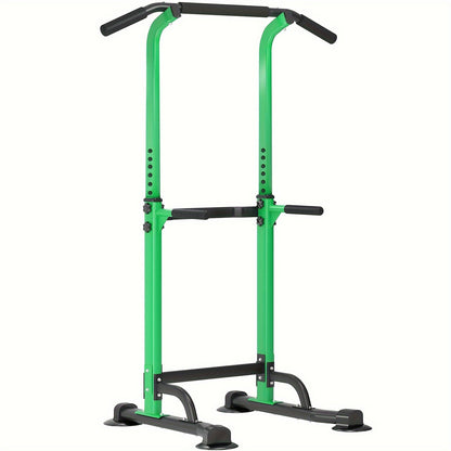 Adjustable Power Tower Dip Station Pull Up Bar for Home Gym 10 Height Levels 65-82.7 Inch 330LBS Capacity 6 Exercise Positions Full Body Strength Training Black Red Yellow Blue Pink Orange