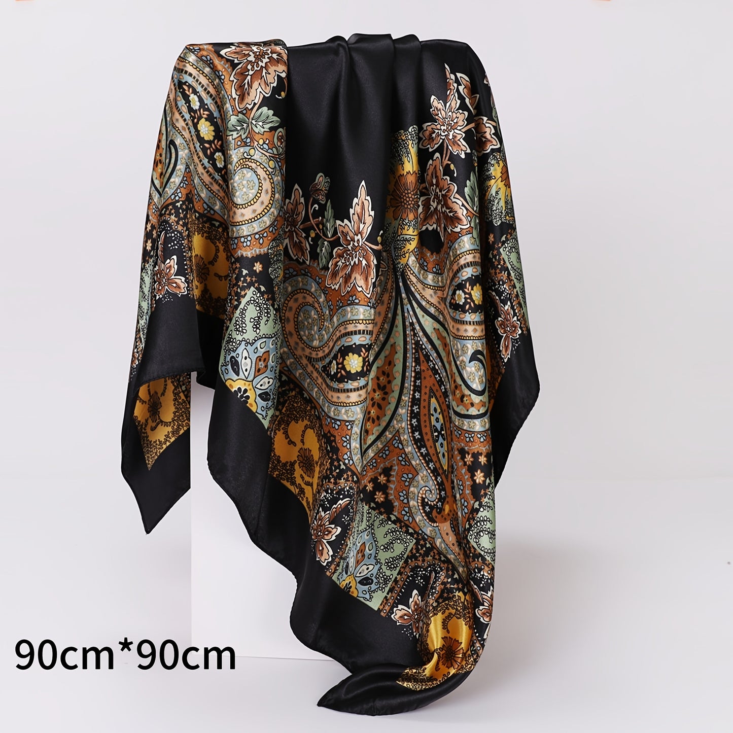 6pcs Vintage Satin Square Scarves for Women – Elegant Polyester Paisley & Floral Headwrap Bandana Set in 6 Designs & Assorted Colors, Perfect for Formal Casual Events Hair Accessories Gift