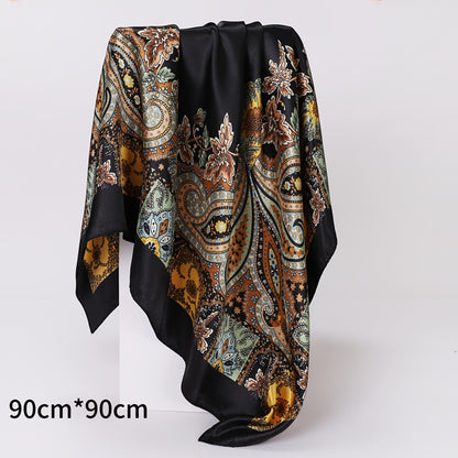 6pcs Vintage Satin Square Scarves for Women – Elegant Polyester Paisley & Floral Headwrap Bandana Set in 6 Designs & Assorted Colors, Perfect for Formal Casual Events Hair Accessories Gift