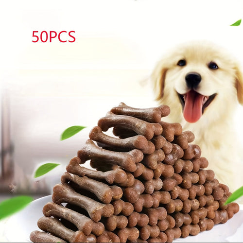 Dog Dental Chew Sticks 50 Pcs – Natural Teeth Grinding & Cleaning Treats for Small Dogs, Corn Starch & Beef Flavor Chew Toys, Dog Training Reward Supplies, Promotes Oral Health