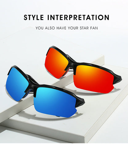 Half Frame Polarized Sports Sunglasses for Men UV400 Protection Lightweight Goggles for Skiing Driving Running Fishing Outdoor Activities 3-Pack or 10-Pack