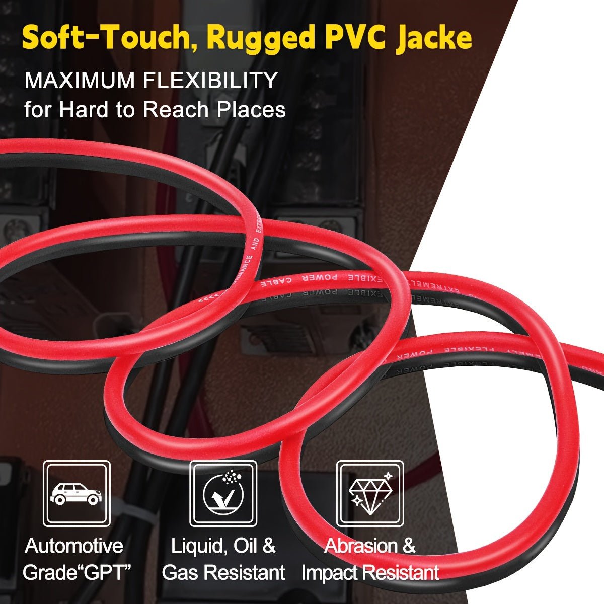 8 Gauge Wire 50ft CCA Power Ground Cable Kit (25ft Red + 25ft Black) for Car Audio, Amplifier, Speaker, Marine, Welding & Automotive Electrical Wiring