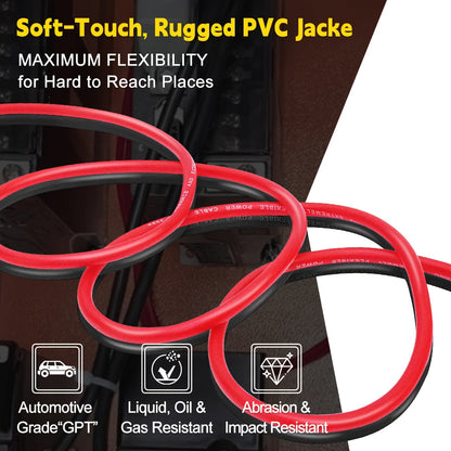 8 Gauge Wire 50ft CCA Power Ground Cable Kit (25ft Red + 25ft Black) for Car Audio, Amplifier, Speaker, Marine, Welding & Automotive Electrical Wiring