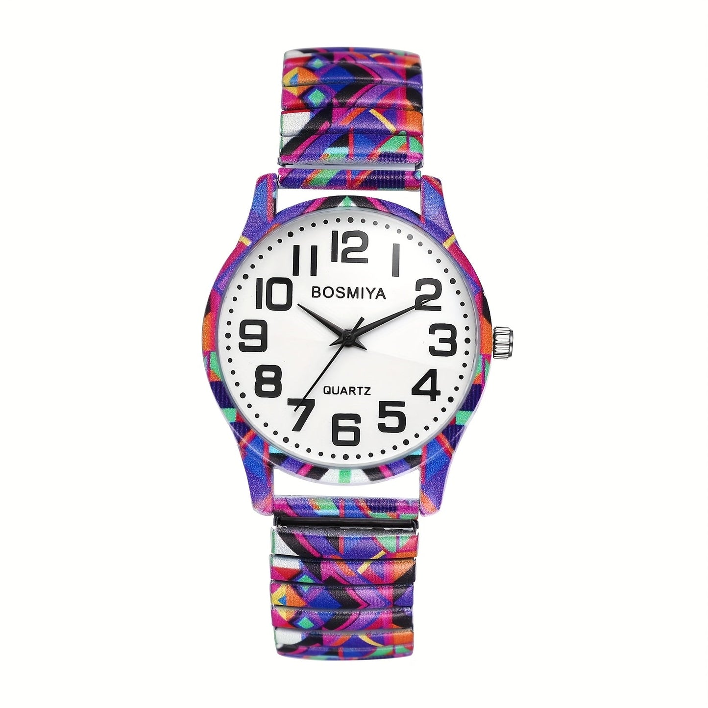 Bohemian Quartz Watch Unisex Printed Stretch Band Wristwatch – Starry Sky Sunflower Tree of Life Boho Designs, Large Arabic Numeral Dial, Nature-Inspired Gift for Women & Men Valentine Birthday