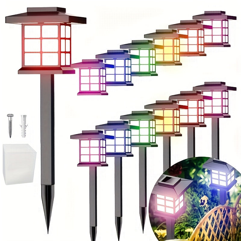 Solar Outdoor Garden Lights 6/12/24 Pack IP44 Waterproof | Warm White Colorful LED Landscape Pathway Lights for Yard Courtyard Patio Holiday Decoration – Auto On/Off
